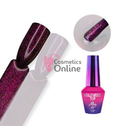 Top Coat Hollywood MollyLac cu particule pentru lacuri hibride UV/LED de 10g NO WIPE - 56332 Mixy Fuchsia